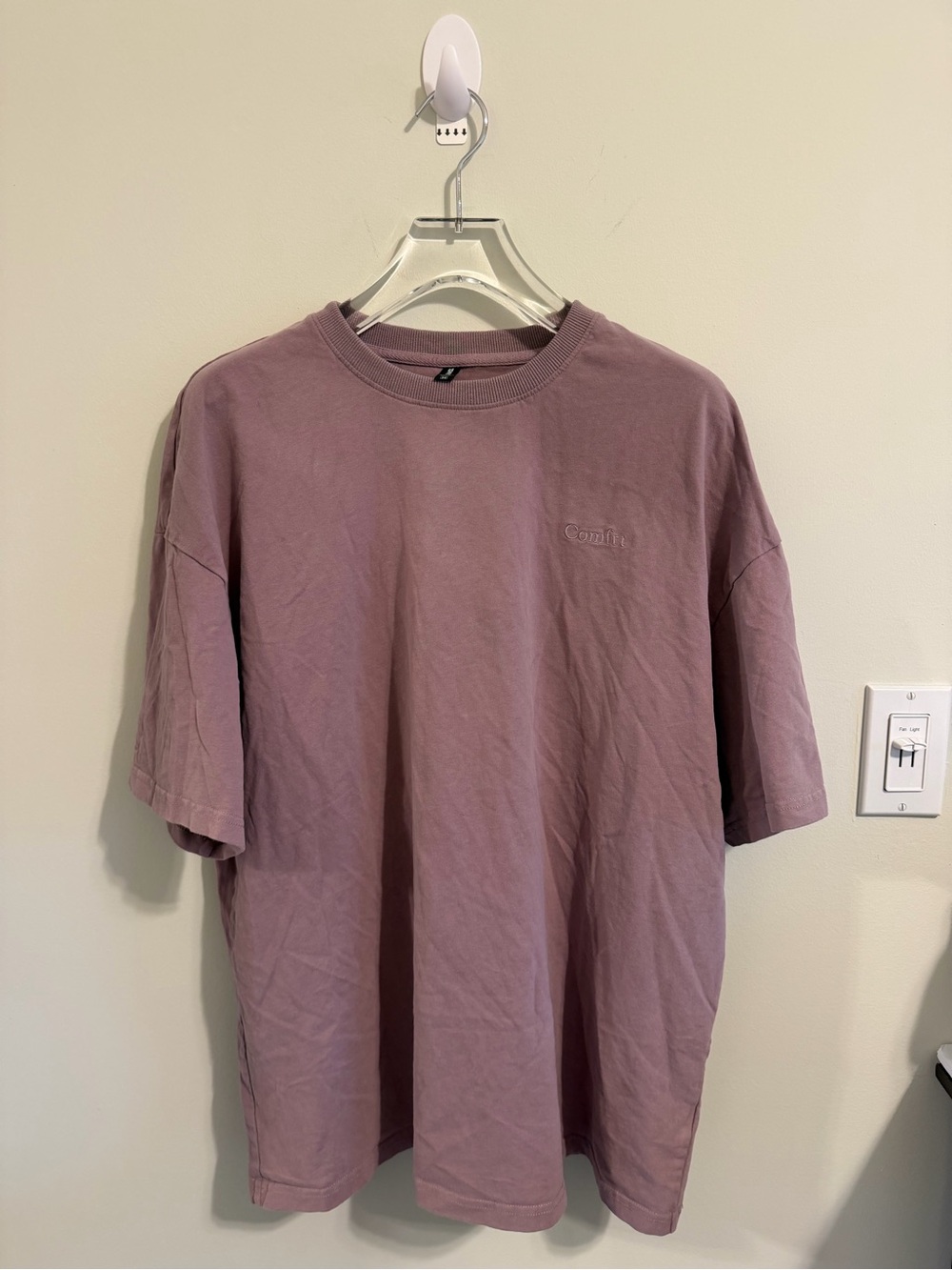 Comfrt Men’s Oversized Crewneck T-Shirt - Dusty Mauve Size:M